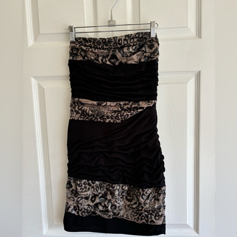 Black and leopard mini dress